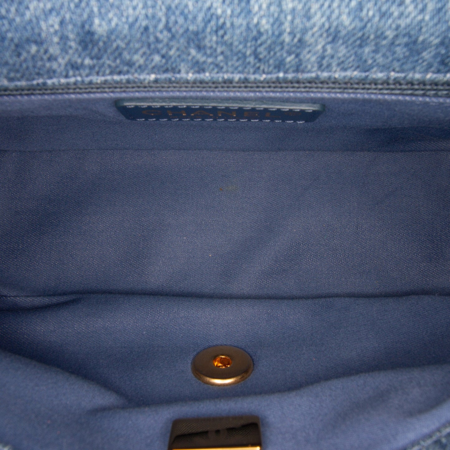 Blue Chanel Mini Rectangular Denim Mood Flap Crossbody Bag