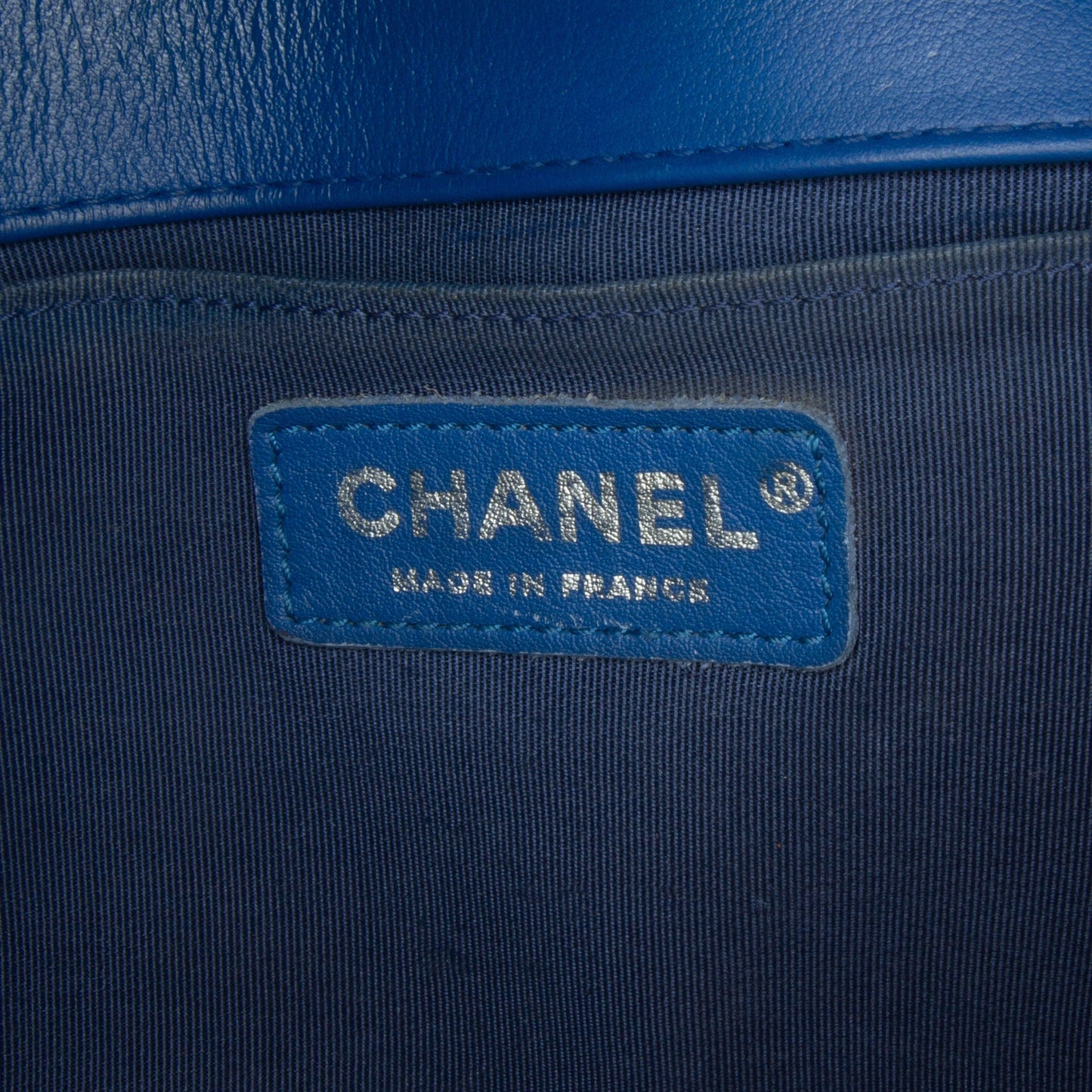 Blue Chanel Medium Lambskin Chevron Boy Flap Crossbody Bag