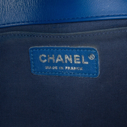 Blue Chanel Medium Lambskin Chevron Boy Flap Crossbody Bag