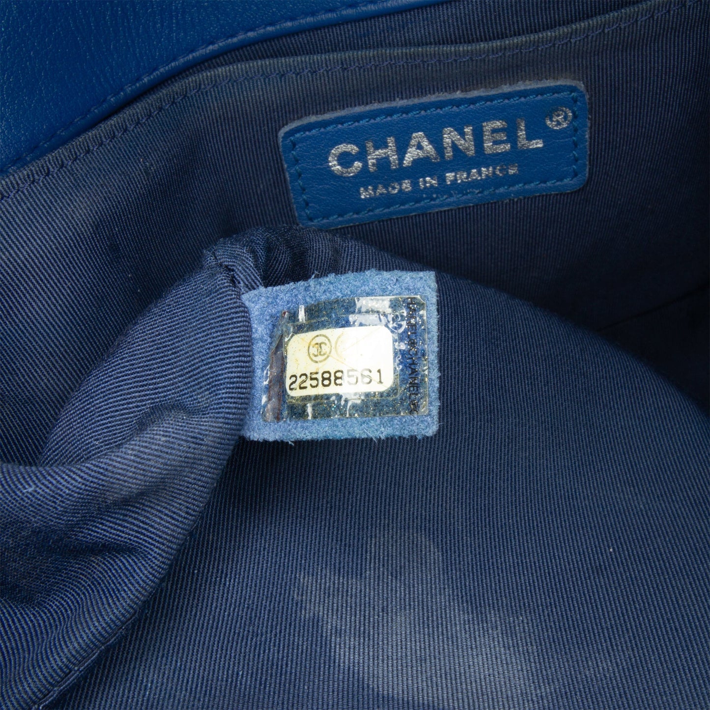 Blue Chanel Medium Lambskin Chevron Boy Flap Crossbody Bag