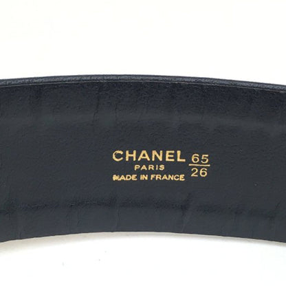 Black Chanel CC Lambskin Leather Chain Belt