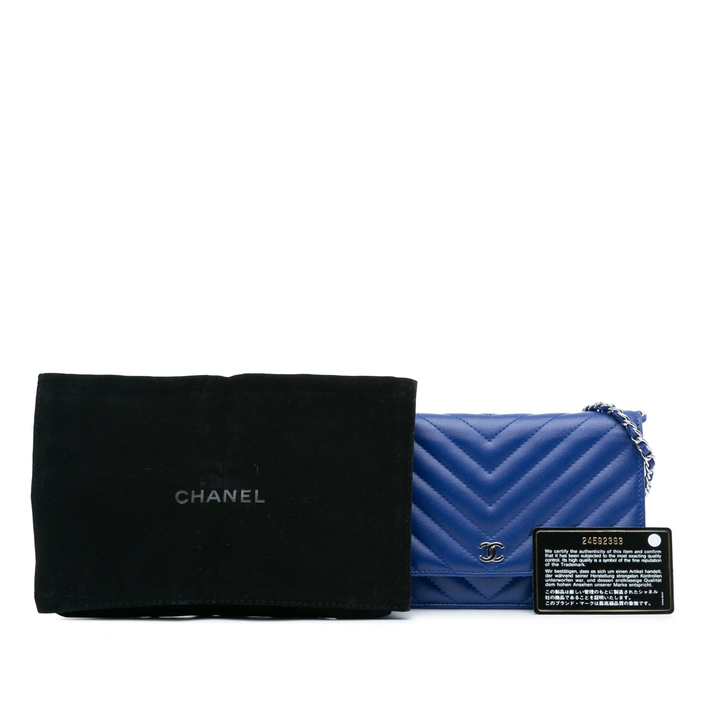 Blue Chanel Lambskin Chevron Trendy Wallet On Chain Crossbody Bag