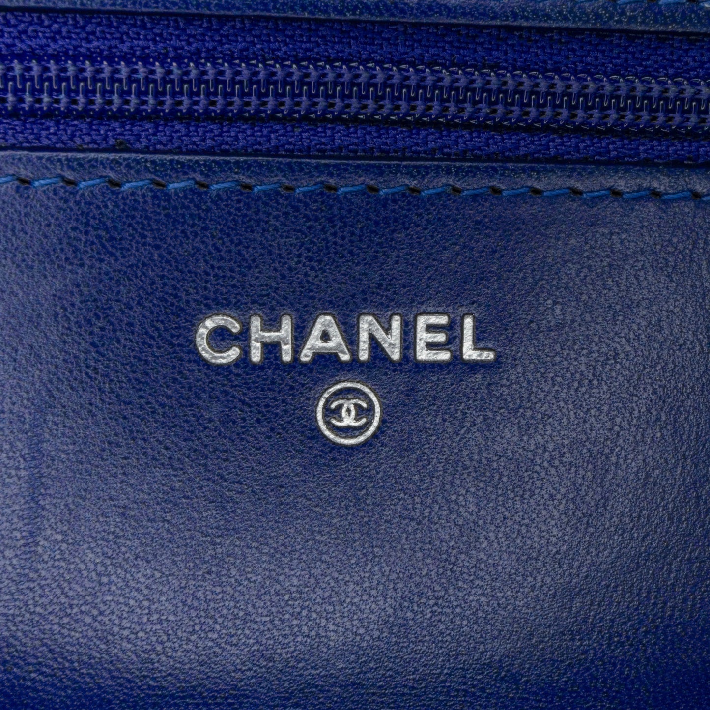 Blue Chanel Lambskin Chevron Trendy Wallet On Chain Crossbody Bag