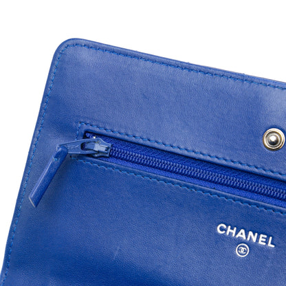 Blue Chanel Lambskin Chevron Trendy Wallet On Chain Crossbody Bag