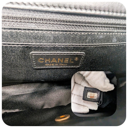 Chanel Black Satin Quilted Pleated Medium Single Flap