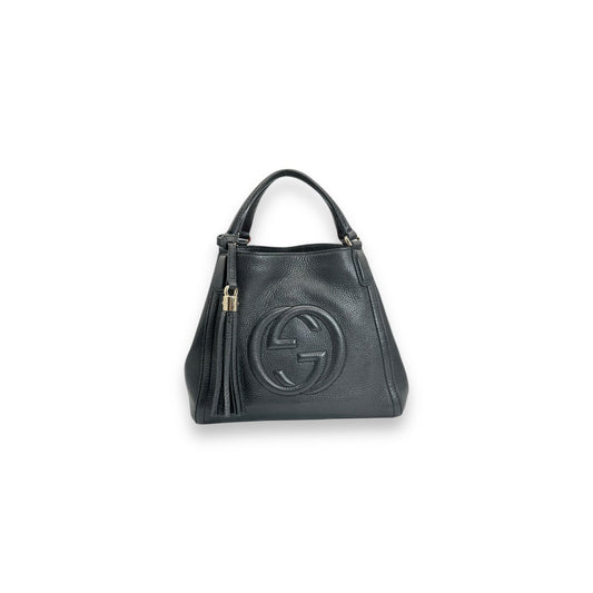 Gucci Black Pebbled Calfskin Small Soho Hobo