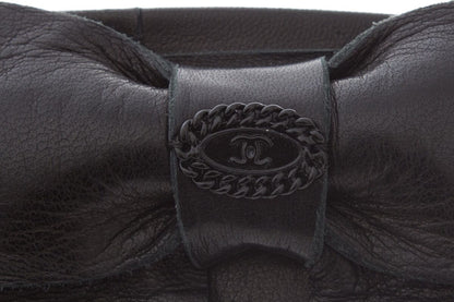 Chanel 2008 Black Leather Bow Belt SZ 90/36