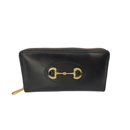 Gucci Black Calfskin 1955 Horsebit Long Wallet