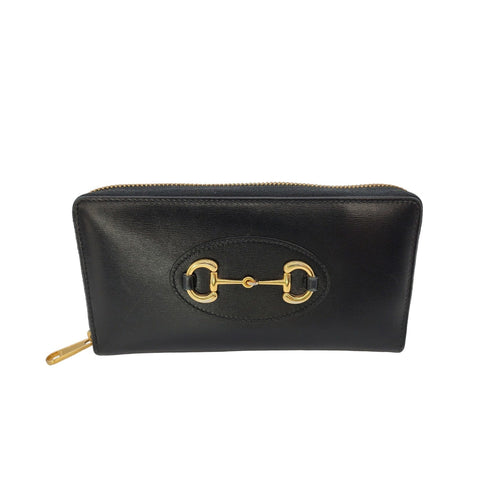 Gucci Black Calfskin 1955 Horsebit Long Wallet