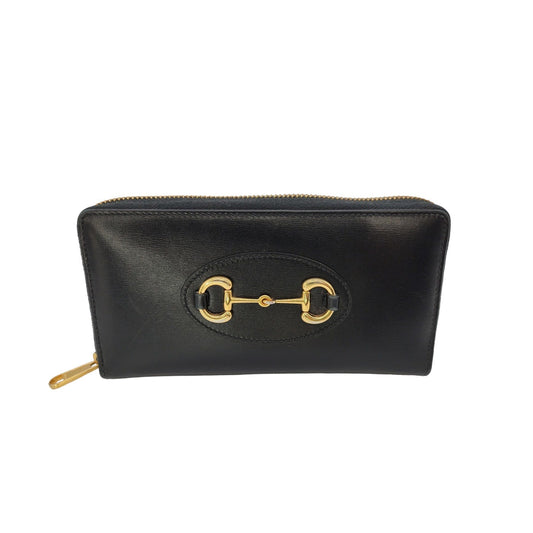 Gucci Black Calfskin 1955 Horsebit Long Wallet