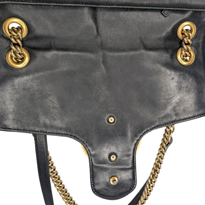 Gucci Black Chevron Quilted GG Marmont Medium Shoulder Bag