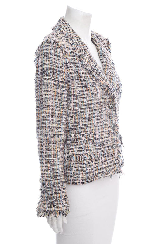 Chanel Multicolor Tweed Fringe Jacket SZ 42