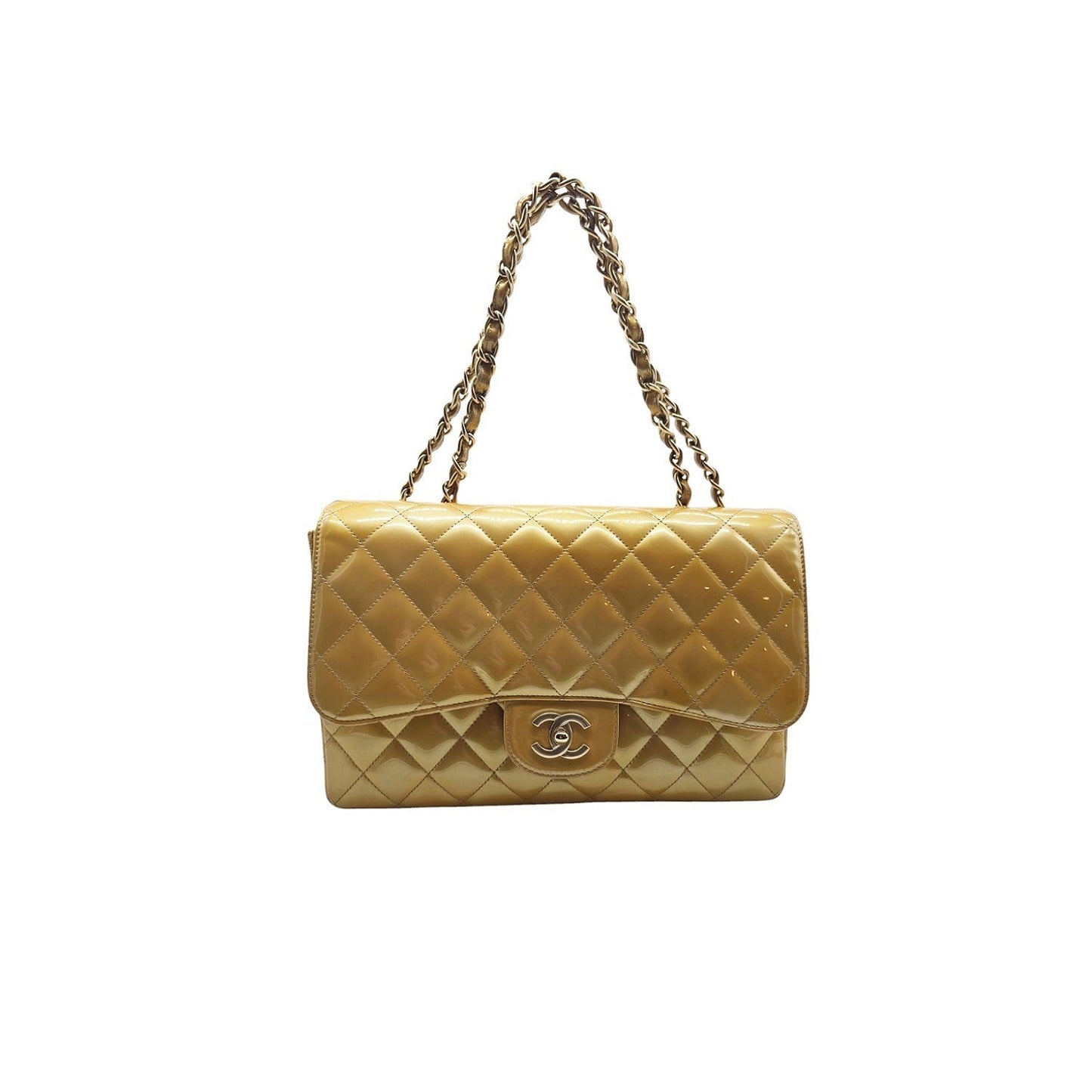 Chanel Vintage Classic Quilted Patent Single Jumbo Flap Bag