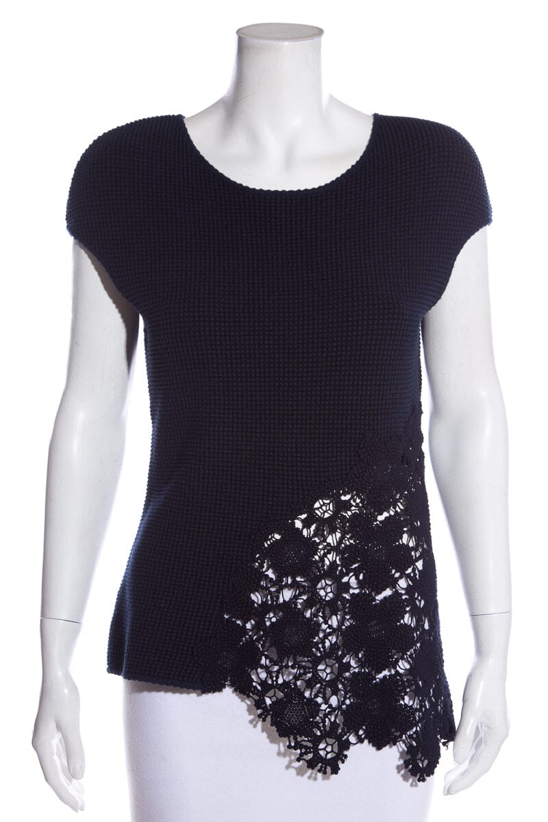 Chanel Navy & Black Lace Top SZ 42