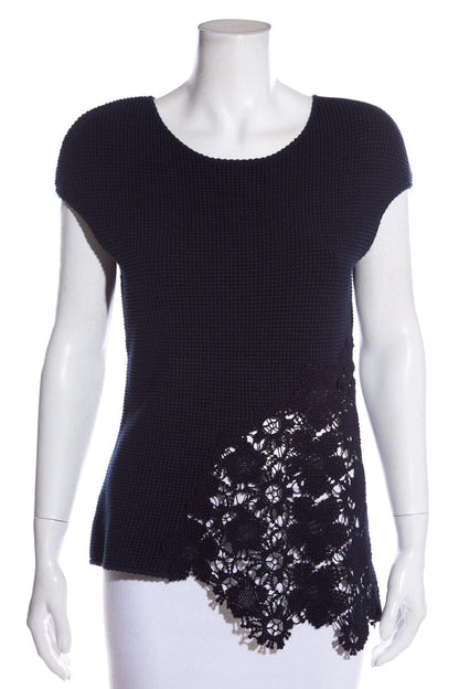 Chanel Navy & Black Lace Top SZ 42