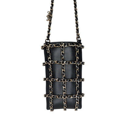 Chanel Black Calfskin Tech Me Out Crossbody Phone Holder