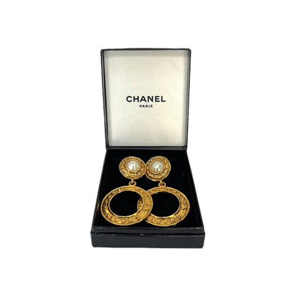 Chanel Vintage Faux Pearl Clip-On Earrings
