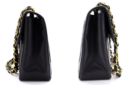 CHANEL Jumbo 13" Maxi 2.55 Flap Chain Shoulder Bag Black Lambskin d66