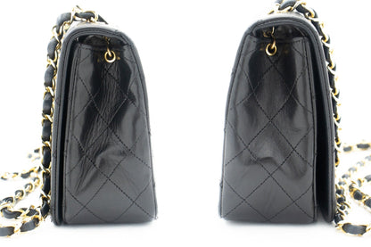CHANEL Full Flap Chain Shoulder Bag Black Quilted Lambskin Purse j65