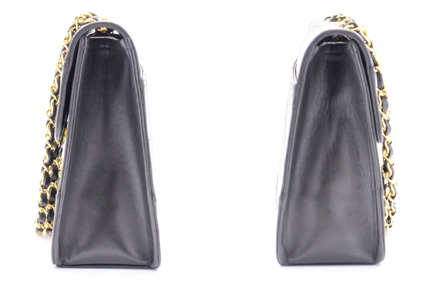 CHANEL Vintage Classic Chain Shoulder Bag Black Quilted Flap Lamb i93