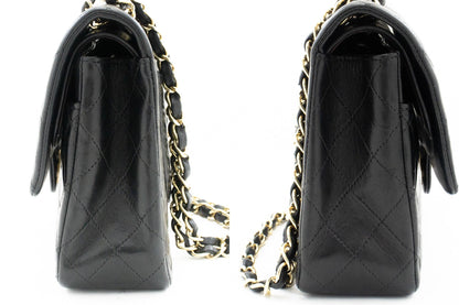CHANEL Classic Double Flap Medium Chain Shoulder Bag Black Lamb k34