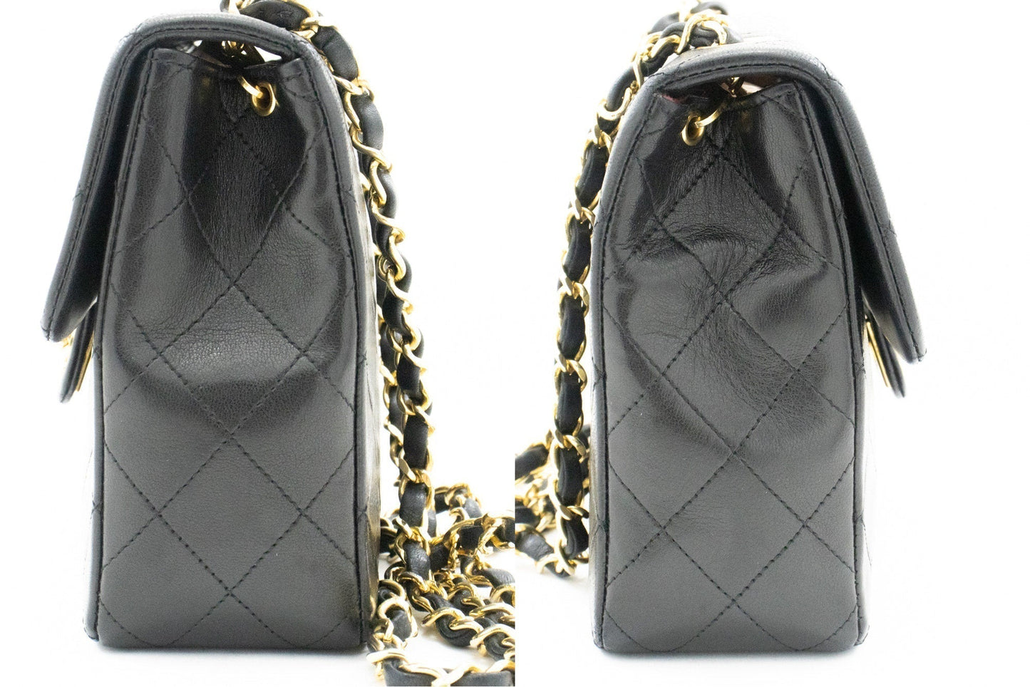 CHANEL Mini Square Small Chain Shoulder Bag Crossbody Black Quilt k44