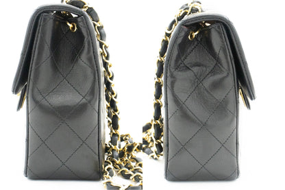 CHANEL Mini Square Small Chain Shoulder Bag Crossbody Black Quilt k44