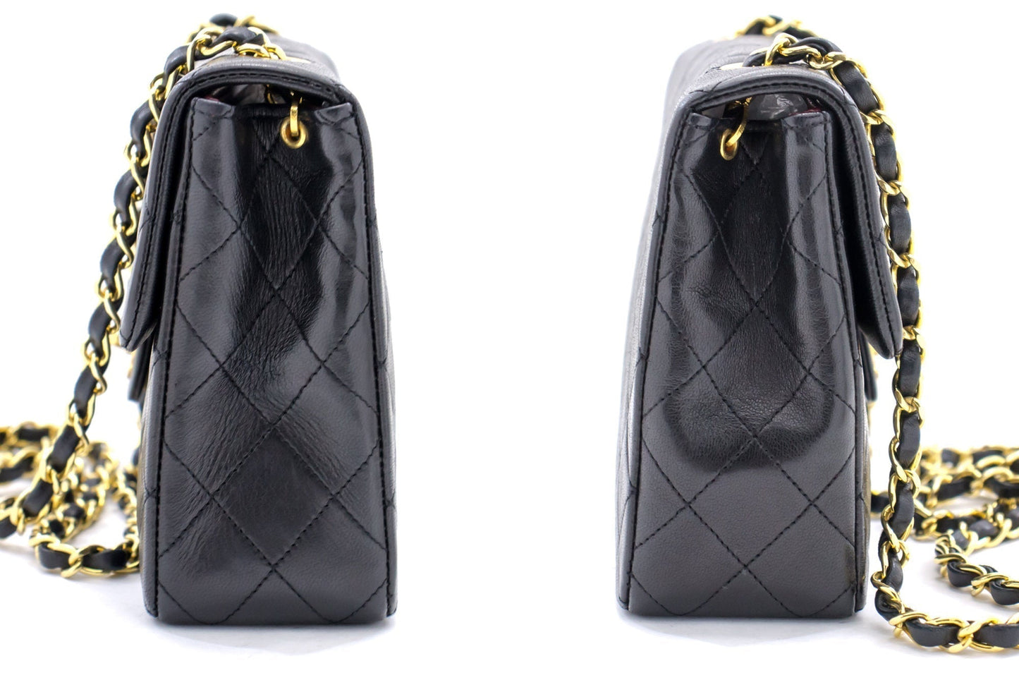 CHANEL Mini Square Small Chain Shoulder Bag Crossbody Black Quilt h30