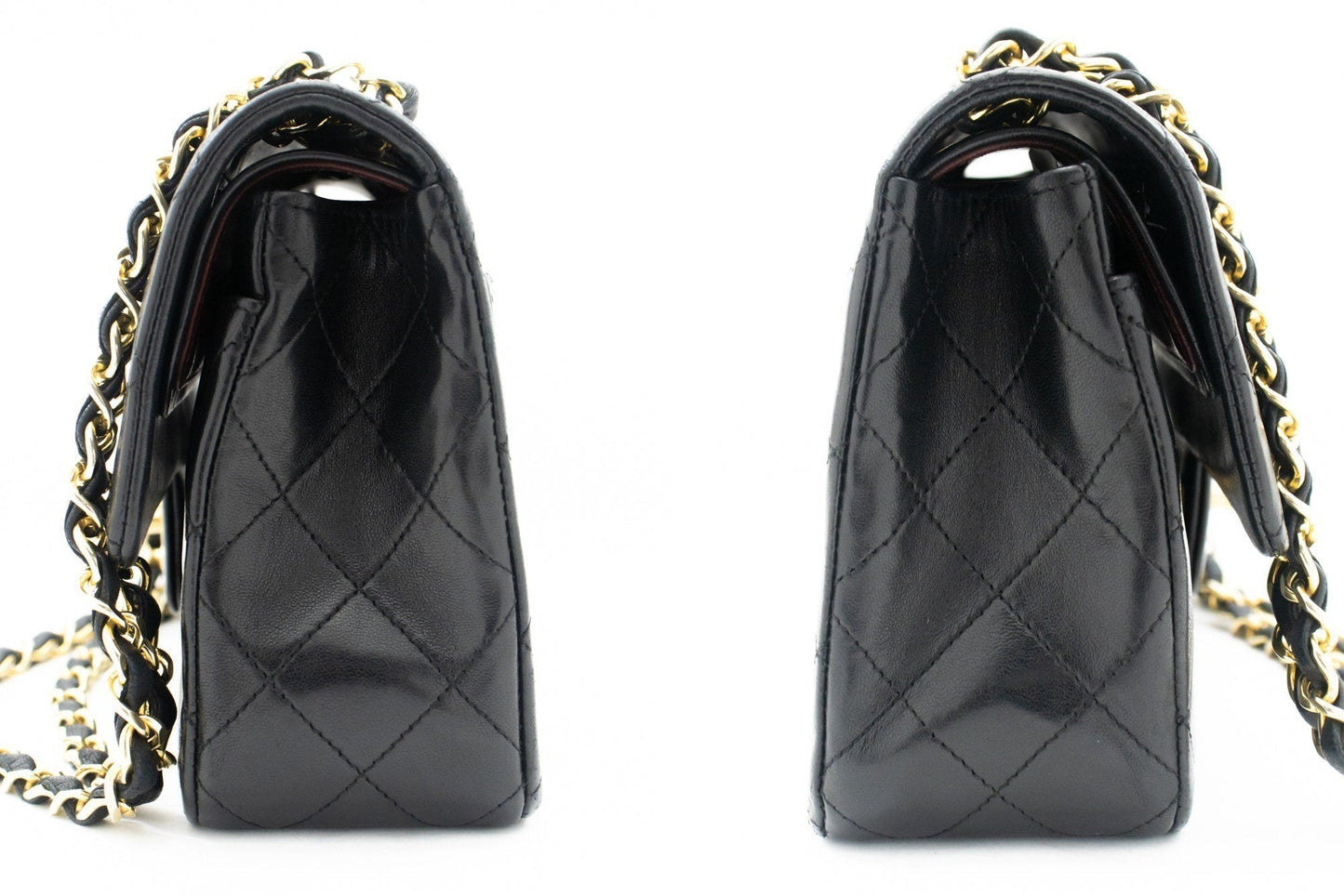 CHANEL Classic Double Flap 9" Chain Shoulder Bag Black Lambskin k80