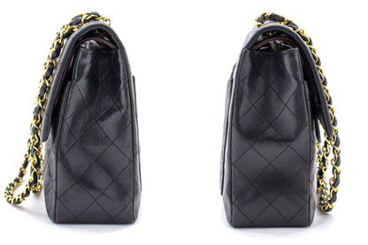CHANEL 2.55 Double Flap Square Chain Shoulder Bag Black Lambskin h72