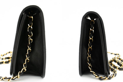 CHANEL Full Flap Chain Shoulder Bag Clutch Black Quilted Lambskin k82