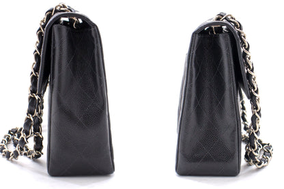 CHANEL Classic Large 11" Chain Shoulder Bag Black Grained Calfskin h58