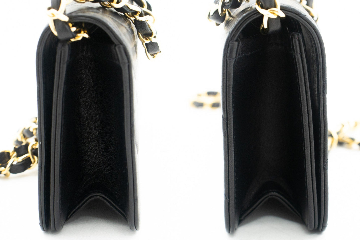CHANEL Full Flap Chain Shoulder Bag Clutch Black Quilted Lambskin k09