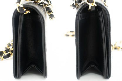 CHANEL Full Flap Chain Shoulder Bag Clutch Black Quilted Lambskin k09