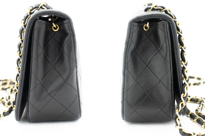 CHANEL Full Flap Chain Shoulder Bag Black Quilted Lambskin Leather j95