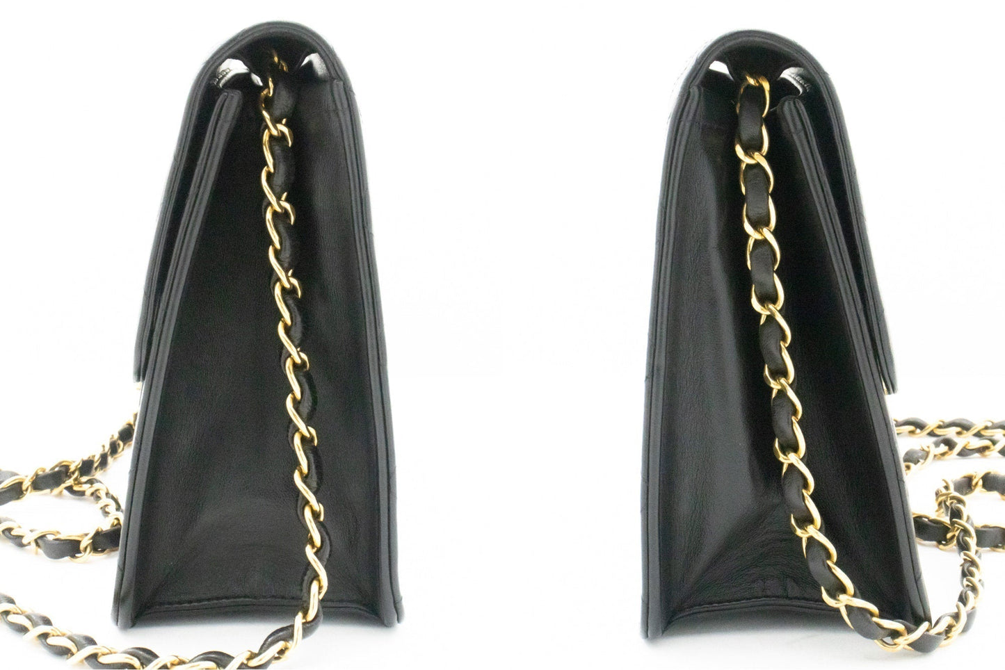 CHANEL Small Chain Shoulder Bag Clutch Black Quilted Flap Lambskin j60