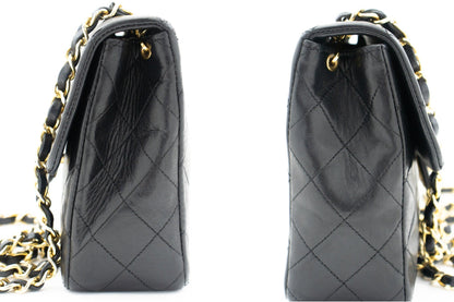 CHANEL Mini Square Small Chain Shoulder Bag Crossbody Black Quilt k83