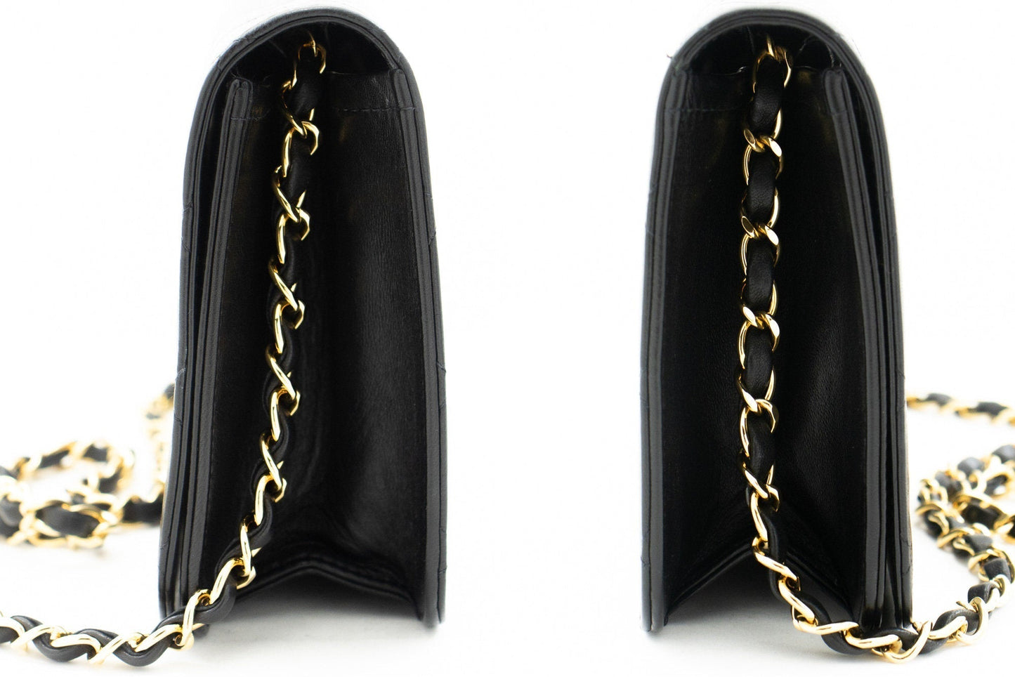 CHANEL Full Flap Chain Shoulder Bag Clutch Black Quilted Lambskin j59