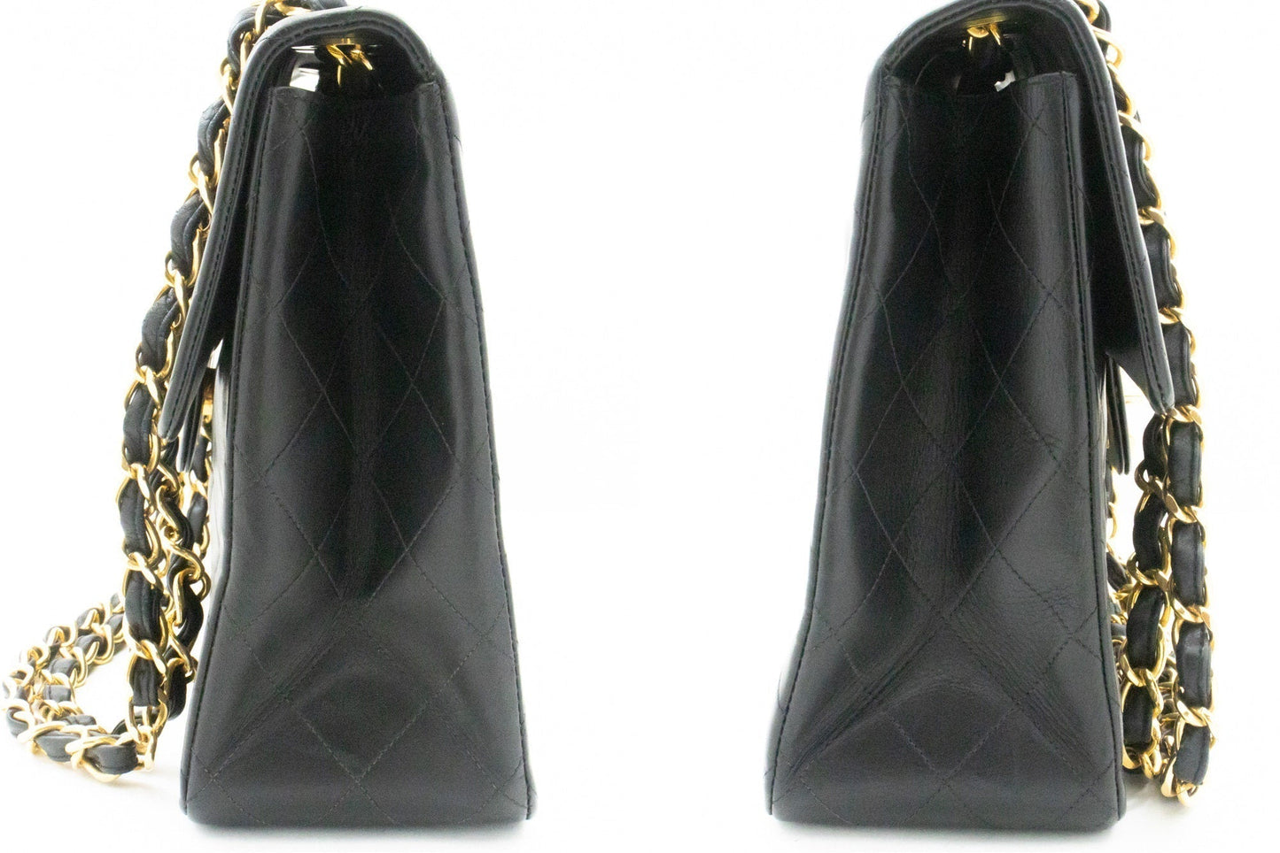CHANEL Classic Large 13" Flap Chain Shoulder Bag Black Lambskin j58