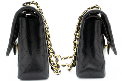 CHANEL Classic Double Flap Medium Chain Shoulder Bag Black Lamb k86