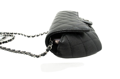 CHANEL Flap Phone Holder With Chain Bag Black Crossbody Clutch j99