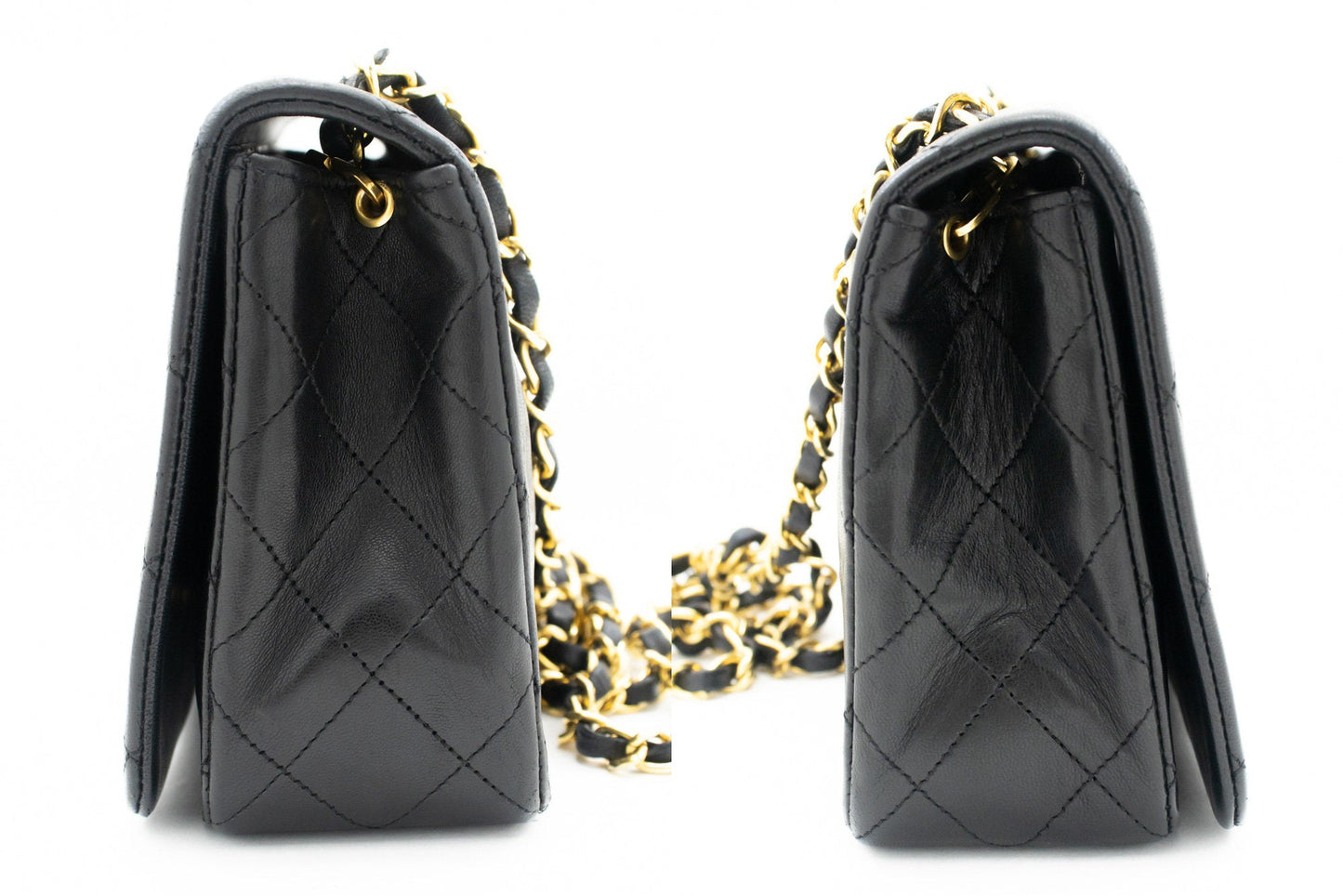 CHANEL Full Flap Chain Shoulder Bag Clutch Black Quilted Lambskin k84