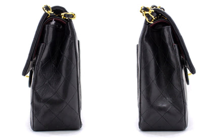 CHANEL 2.55 Double Flap Square Chain Shoulder Bag Black Lambskin i14
