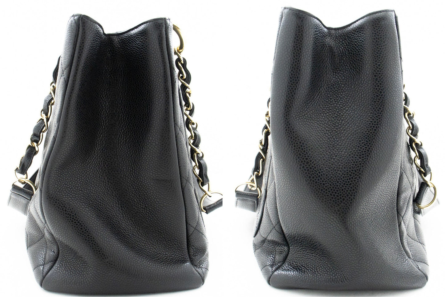 CHANEL Caviar GST 13" Grand Shopping Tote Chain Shoulder Bag Black j25