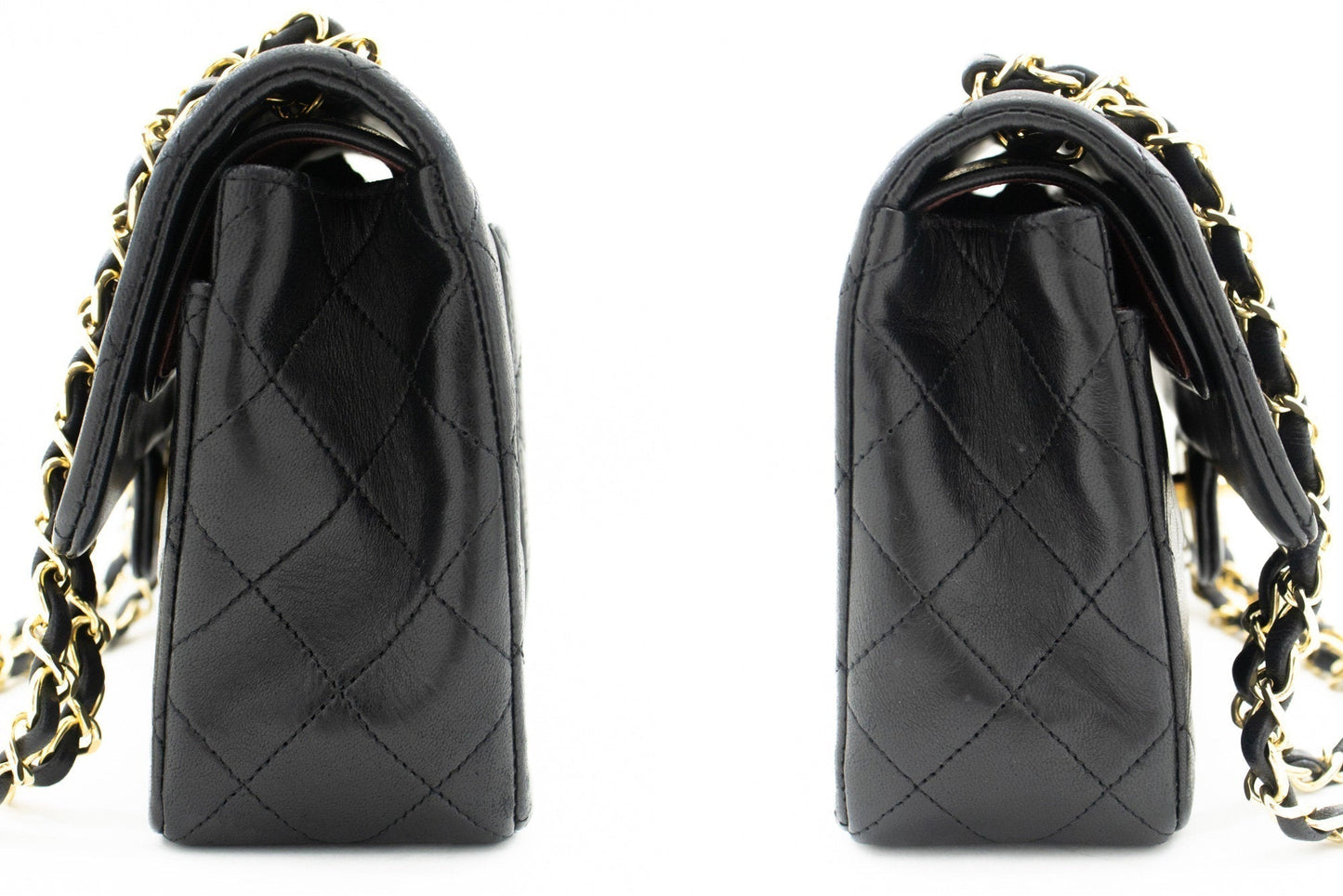 CHANEL Classic Double Flap 9" Chain Shoulder Bag Black Lambskin k65