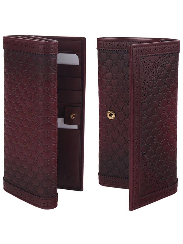 Gucci Antique Lace Leather Long Wallet Burgundy Wine