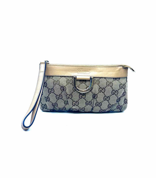 GUCCI Brown Canvas, Leather LOGO Wristlet