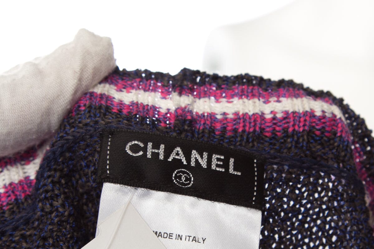 Chanel Mulberry and Pink Cable Knit Sweater Dress SZ 38
