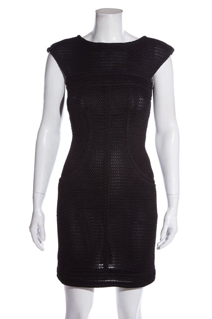 Chanel Black Mesh Perforated Dress SZ 36