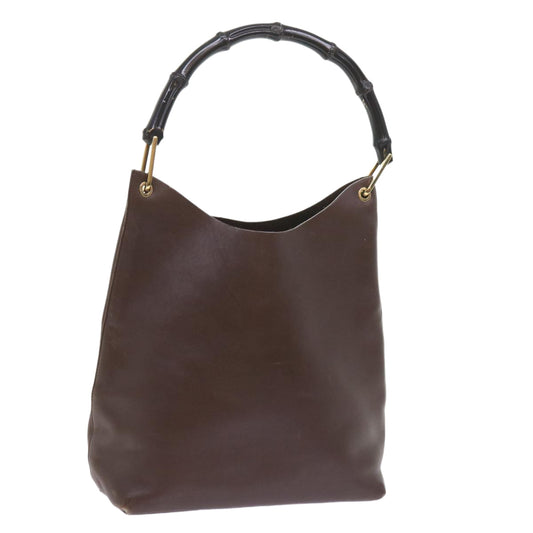 GUCCI Bamboo Shoulder Bag Leather Brown  ac2294
